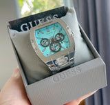 Buy Shop Guess Phoenix Multi Function Aqua Blue Dial Silver Steel Strap Watch for Men - GW0456G4 USA Online