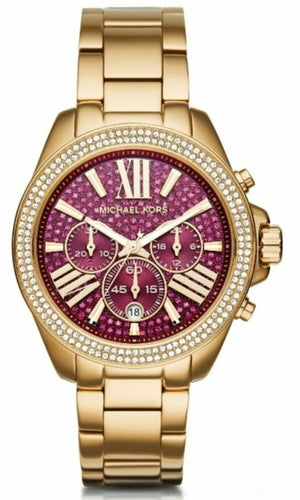 Michael Kors Wren Purple Dial Gold Steel Strap Watch for Women - MK6290