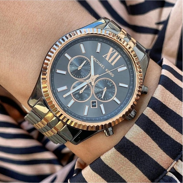 Buy Shop Michael Kors Lexington Chronograph Black Dial Two Tone Steel Strap Watch for Men - MK8561 USA Online