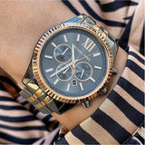 Buy Shop Michael Kors Lexington Chronograph Black Dial Two Tone Steel Strap Watch for Men - MK8561 USA Online
