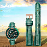 Swarovski Octea Lux Chrono Emerald Green Dial Green Leather Strap Watch for Women - 5452498