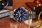 Seiko 5 Sports GMT SKX Automatic Blueberry Dial Silver Steel Strap Watch For Men - SSK003K1