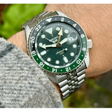 Seiko 5 Sports SKX GMT Automatic Green Dial Silver Steel Strap Watch For Men - SSK035K1