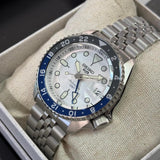 Seiko 5 Sports SKX GMT Automatic Sky Blue Dial Silver Steel Strap Watch For Men - SSK033K1