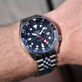 Seiko 5 Sports GMT SKX Automatic Blueberry Dial Silver Steel Strap Watch For Men - SSK003K1