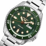 Seiko 5 Sports Automatic Analog Green Dial Silver Steel Strap Watch For Men - SRPD63K1