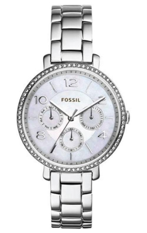 Buy Shop Fossil Jacqueline Multi-Function Mother of Pearl Dial Silver Steel Strap Watch for Women - ES3755 USA Online
