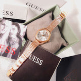 Buy Shop Guess Whisper Silver Dial Rose Gold Mesh Bracelet Watch for Women - W1084L3 USA Online