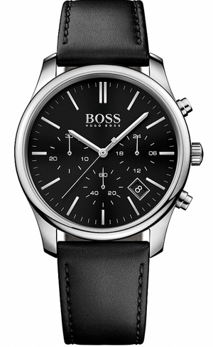 Buy Shop Hugo Boss Time One Chronograph Black Dial Black Leather Strap Watch for Men - 1513430 USA Online