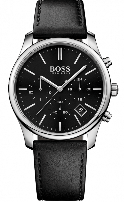 Buy Shop Hugo Boss Time One Chronograph Black Dial Black Leather Strap Watch for Men - 1513430 USA Online