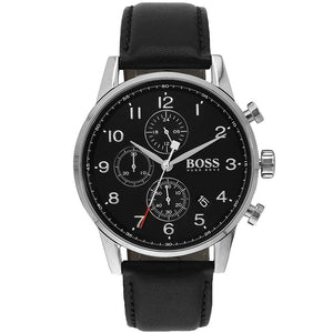 Buy Shop Hugo Boss Navigator Black Dial Black Leather Strap Watch for Men - 1513678 USA Online