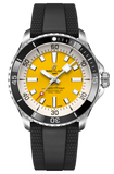 Breitling Superocean Automatic 42mm Yellow Dial Black Rubber Strap Watch for Men - A17375211/1S1