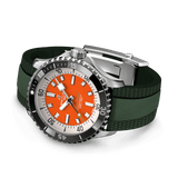 Breitling Superocean Automatic 42mm Kelly Slater Limited Edition Orange Dial Green Rubber Strap Watch for Men - A173751A101S1