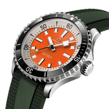 Breitling Superocean Automatic 42mm Kelly Slater Limited Edition Orange Dial Green Rubber Strap Watch for Men - A173751A101S1