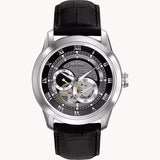 Bulova BVA Classic Automatic Silver Dial Black Leather Strap Watch for Men - 96A135