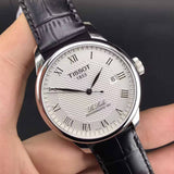 Buy Shop Tissot Le Locle Powermatic 80 Silver Dial Black Leather Strap Watch For Men - T006.407.16.033.00 USA Online