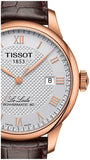 Buy Shop Tissot Le Locle Powermatic 80 Silver Dial Brown Leather Strap Watch For Men - T006.407.36.033.00 USA Online