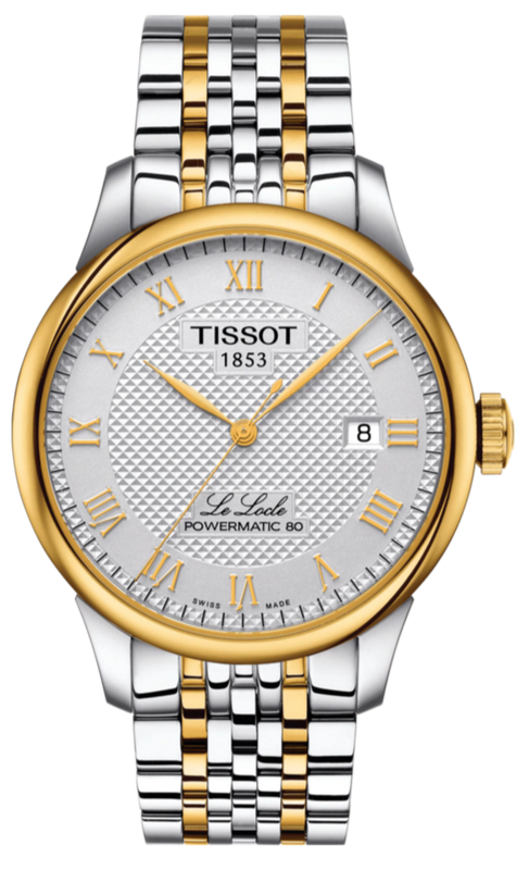 Buy Shop Tissot T Classic Le Locle Powermatic 80 Silver Dial Two Tone Steel Strap Watch For Men - T0064072203301 USA Online