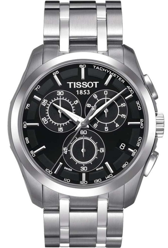 Buy Shop Tissot Couturier Chronograph Black Dial Silver Steel Strap Watch For Men - T035.617.11.051.00 USA Online