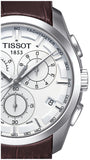 Tissot Couturier Chronograph White Dial Brown Leather Strap Watch For Men - T035.617.16.031.00