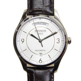 Tissot T Classic T One Automatic Silver Dial Brown Leather Strap Watch For Men - T038.430.16.037.00
