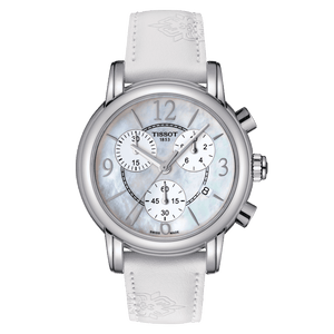 Buy Shop Tissot Dressport Chronograph Mother of Pearl Dial White Leather Strap Watch for Women - T050.217.17.117.00 USA Online