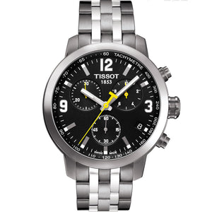Buy Shop Tissot PRC 200 Chronograph Black Dial Silver Steel Strap Watch For Men - T055.417.11.057.00 USA Online