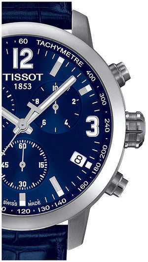 Buy Shop Tissot PRC 200 Chronograph Blue Dial Blue Leather Strap Watch For Men - T055.417.16.047.00 USA Online