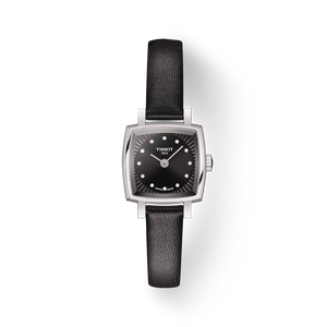 Buy Shop Tissot Lovely Square Quartz Diamonds Black Dial Black Leather Strap Watch For Women - T058.109.16.056.00 USA Online