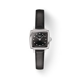 Buy Shop Tissot Lovely Square Quartz Diamonds Black Dial Black Leather Strap Watch For Women - T058.109.16.056.00 USA Online