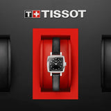 Buy Shop Tissot Lovely Square Quartz Diamonds Black Dial Black Leather Strap Watch For Women - T058.109.16.056.00 USA Online