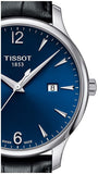 Buy Shop Tissot T Classic Tradition Blue Dial Black Leather Strap Watch For Men - T063.610.16.047.00 USA Online