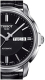 Buy Shop Tissot Automatics III Day Date Black Dial Black Leather Strap Watch For Men - T065.430.16.051.00 USA Online