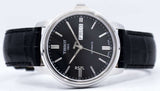 Buy Shop Tissot Automatics III Day Date Black Dial Black Leather Strap Watch For Men - T065.430.16.051.00 USA Online