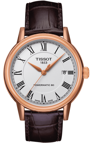 Buy Shop Tissot T Classic Carson Powermatic 80 White Dial Brown Leather Strap Watch for Men - T085.407.36.013.00 USA Online