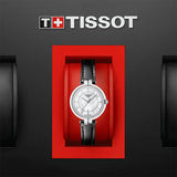 Tissot T Lady Flamingo Mother of Pearl Dial Black Leather Strap Watch for Women - T094.210.16.111.00