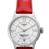 Buy Shop Tissot Chemin Des Tourelles Automatic Mother of Pearl White Dial Red Leather Strap Watch For Women - T099.207.16.118.00 USA Online