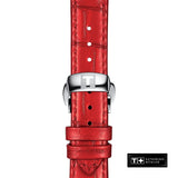 Buy Shop Tissot Chemin Des Tourelles Powermatic 80 Mother of Pearl White Dial Red Leather Strap Watch For Women - T099.207.16.118.00 USA Online