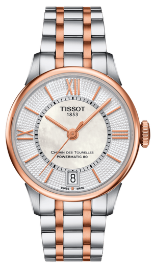 Buy Shop Tissot Chemin Des Tourelles Powermatic 80 Helvetic Price Lady Silver Dial Two Tone Steel Strap Watch For Women - T099.207.22.118.01 USA Online