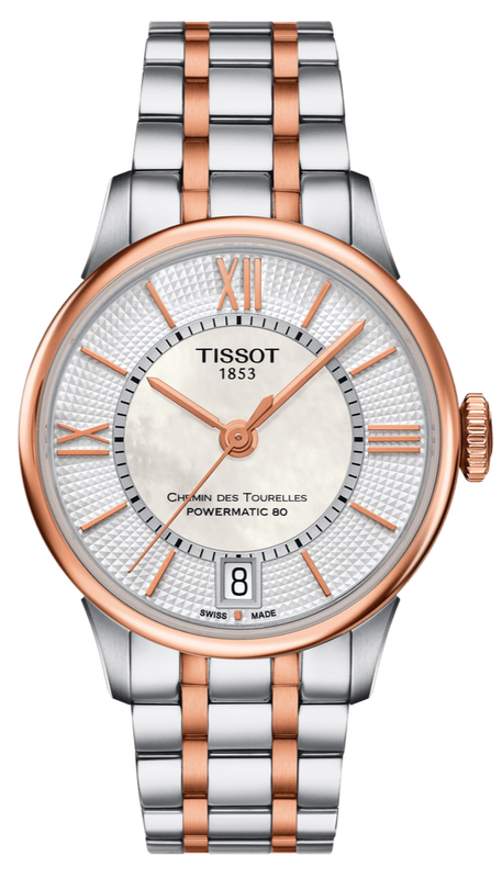 Buy Shop Tissot Chemin Des Tourelles Powermatic 80 Helvetic Price Lady Silver Dial Two Tone Steel Strap Watch For Women - T099.207.22.118.01 USA Online