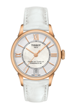 Buy Shop Tissot Chemin Des Tourelles Powermatic 80 Lady Silver Dial White Leather Strap Watch For Women - T099.207.36.118.00 USA Online