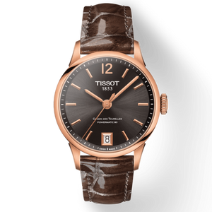 Buy Shop Tissot Chemin Des Tourelles Powermatic 80 Lady Brown Dial Brown Leather Strap Watch For Women - T099.207.36.447.00 USA Online