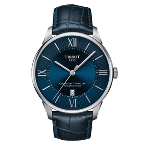 Buy Shop Tissot Chemin Des Tourelles Powermatic 80 Blue Dial Blue Leather Strap Watch for Men - T099.407.16.048.00 USA Online