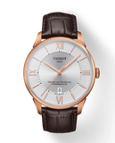 Buy Shop Tissot Chemin Des Tourelles Powermatic 80 Silver Dial Brown Leather Strap Watch For Men - T099.407.36.038.00 USA Online