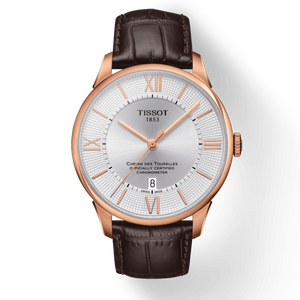 Buy Shop Tissot Chemin Des Tourelles Powermatic 80 Cosc Silver Dial Brown Leather Strap Watch For Men - T099.408.36.038.00 USA Online
