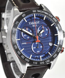 Buy Shop Tissot PRS 516 Chronograph Blue Dial Brown Leather Strap Watch For Men - T100.417.16.041.00 USA Online