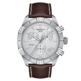 Buy Shop Tissot PR 100 Sport Quartz Chronograph Silver Dial Brown Leather Strap Watch For Men - T101.617.16.031.00 USA Online