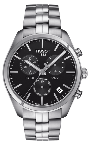 Buy Shop Tissot T Classic PR 100 Chronograph Black Dial Silver Steel Strap Watch for Men - T101.417.11.051.00 USA Online