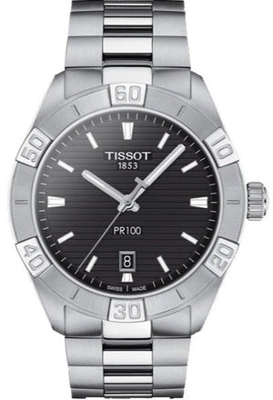 Buy Shop Tissot PR 100 Sport Quartz Black Dial Silver Steel Strap Watch For Men - T101.610.11.051.00 USA Online
