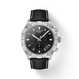 Buy Shop Tissot PR 100 Sport Quartz Chronograph Black Dial Black Leather Strap Watch For Men - T101.617.16.051.00 USA Online